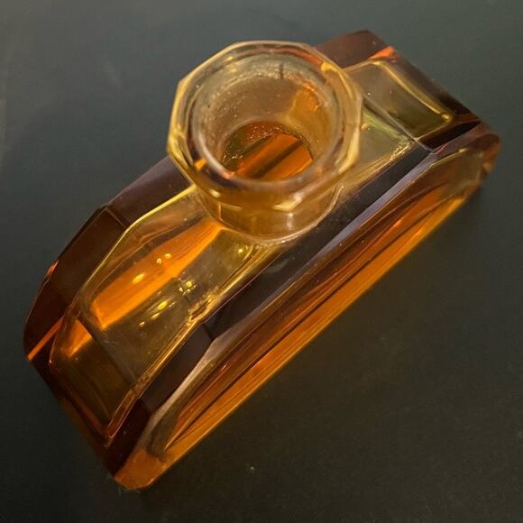 Antique Heinrich Hoffmann Amber/Yellow Perfume Bottle and Stopper- Venus & Cupid - Picture 8 of 16